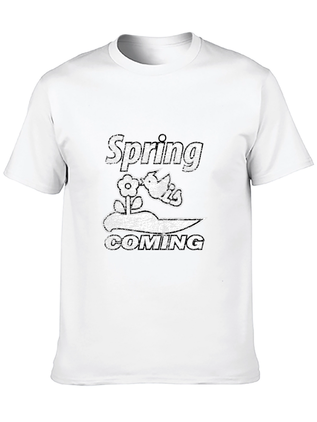 Spring Coming Graphic Black T-Shirt