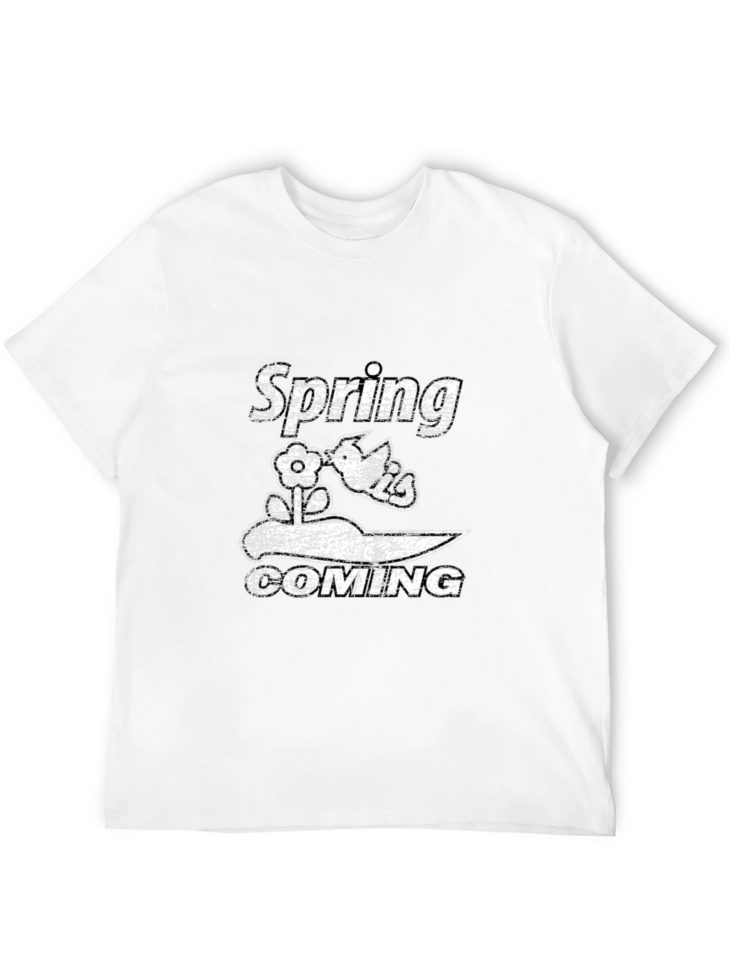 Spring Coming Graphic Black T-Shirt