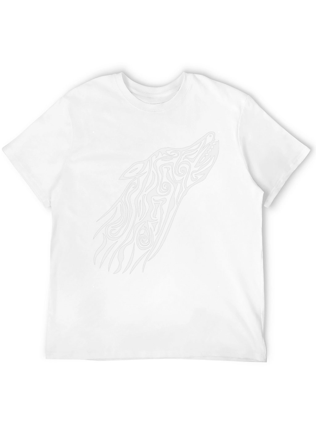 Tribal Wolf Graphic Tee - Black Cotton Blend
