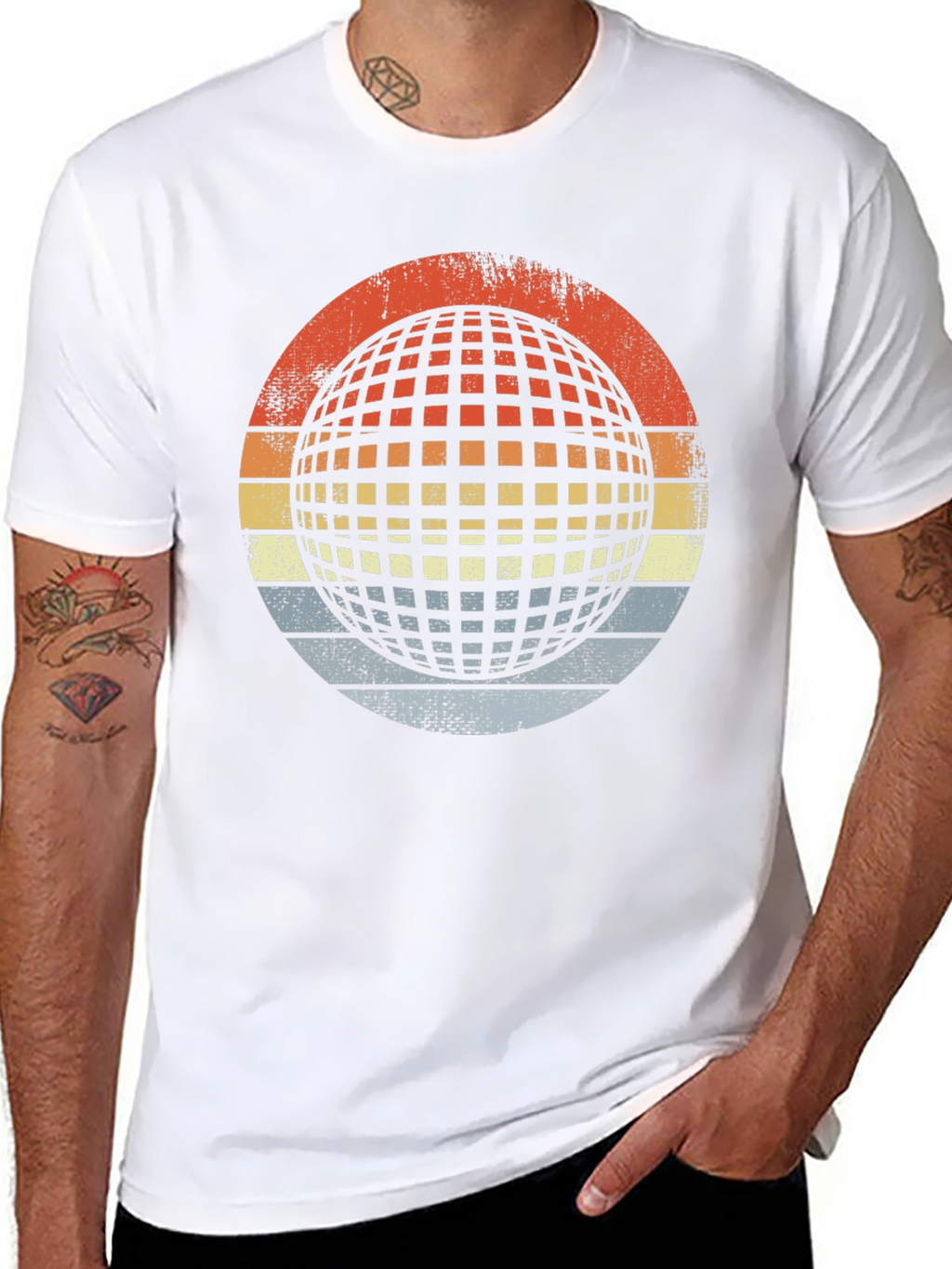 Retro Globe Graphic T-Shirt - Mens Black Tee