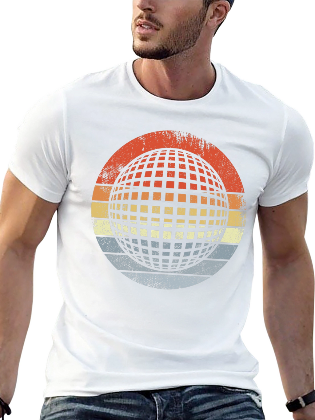 Retro Globe Graphic T-Shirt - Mens Black Tee
