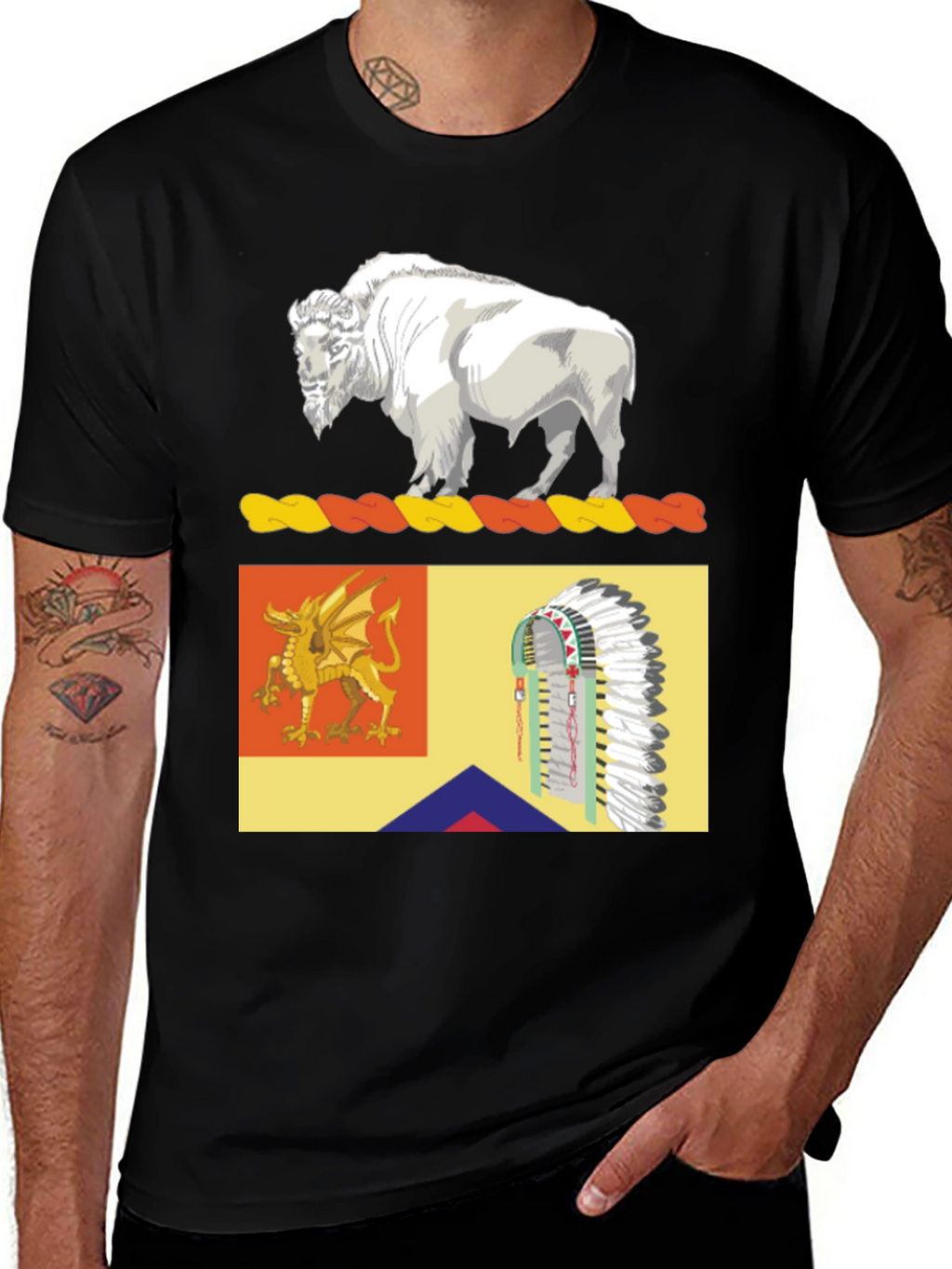 Buffalo Dragon & Headdress Graphic Tee