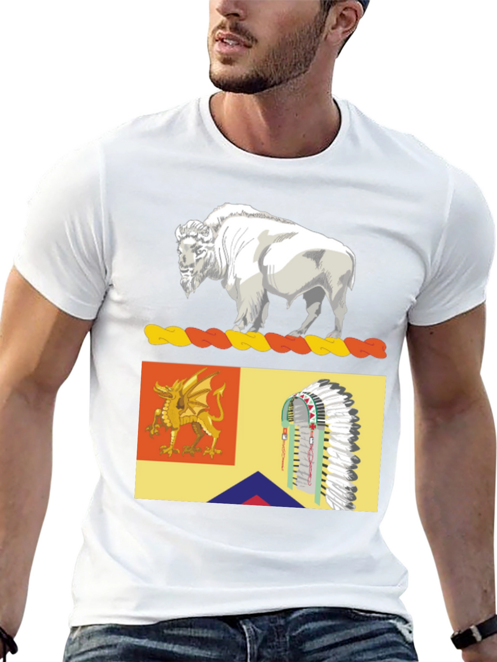 Buffalo Dragon & Headdress Graphic Tee