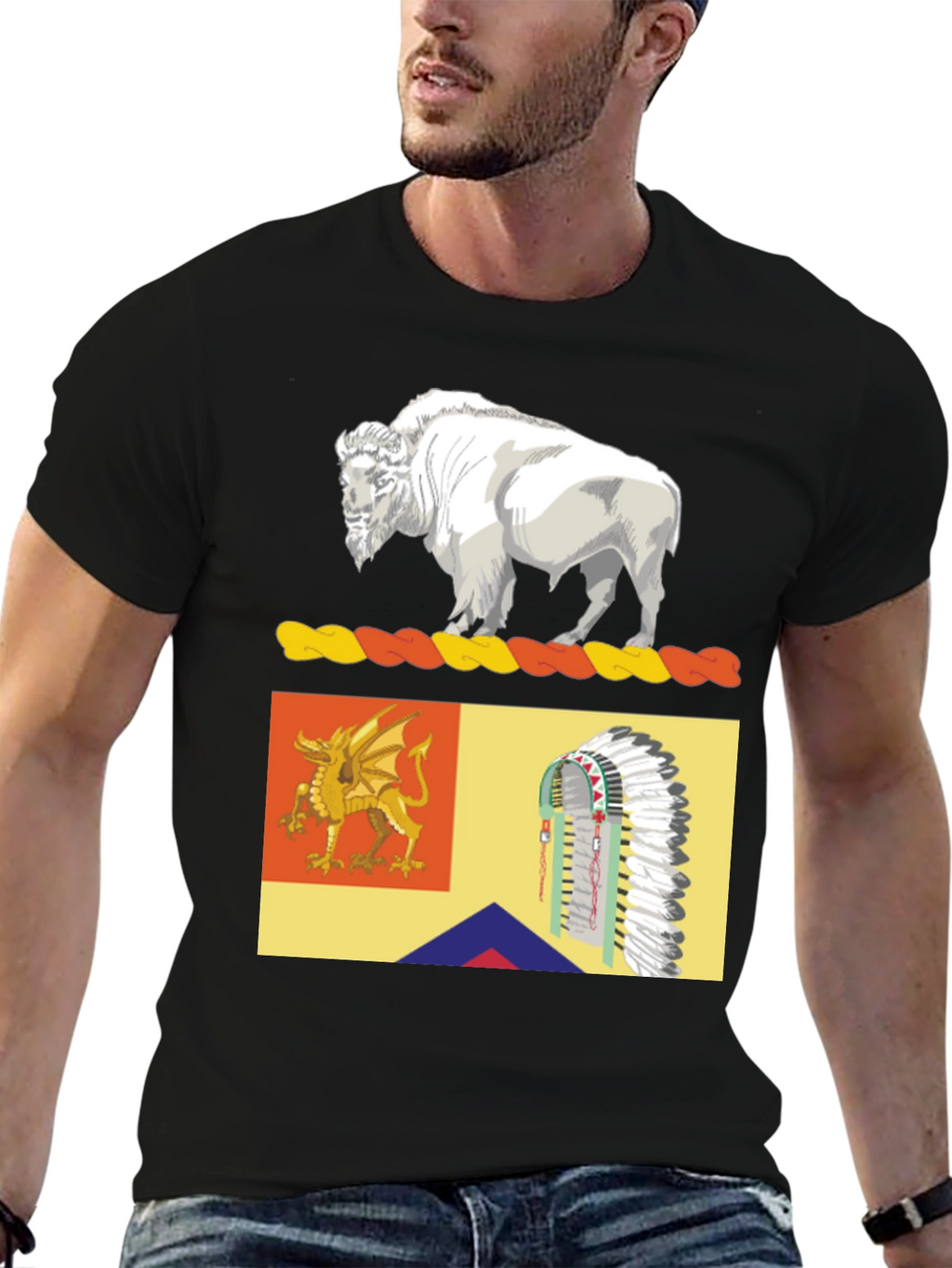 Buffalo Dragon & Headdress Graphic Tee