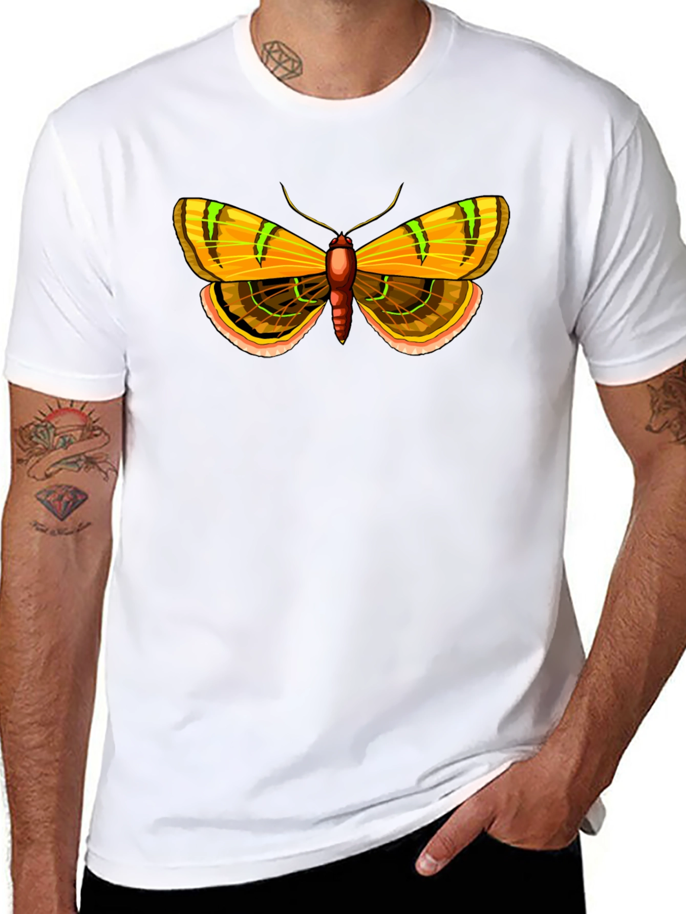 Moth Graphic Print Black T-Shirt