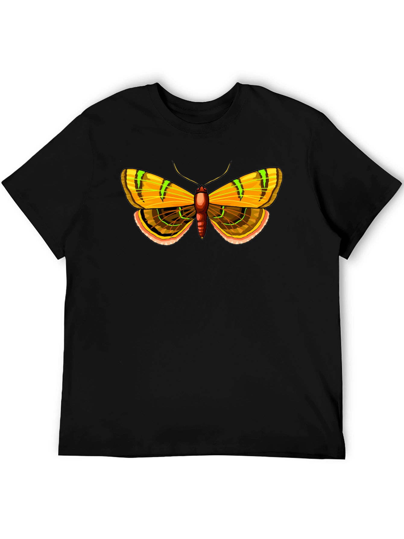 Moth Graphic Print Black T-Shirt