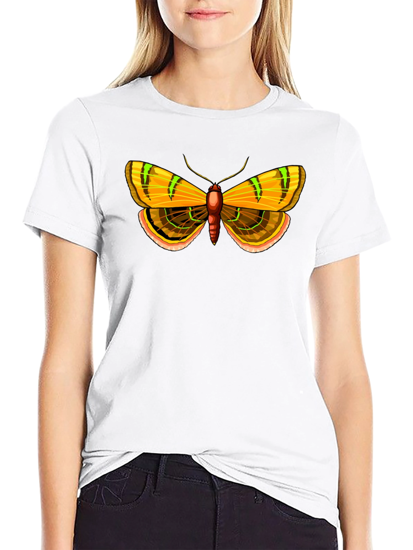 Moth Graphic Print Black T-Shirt