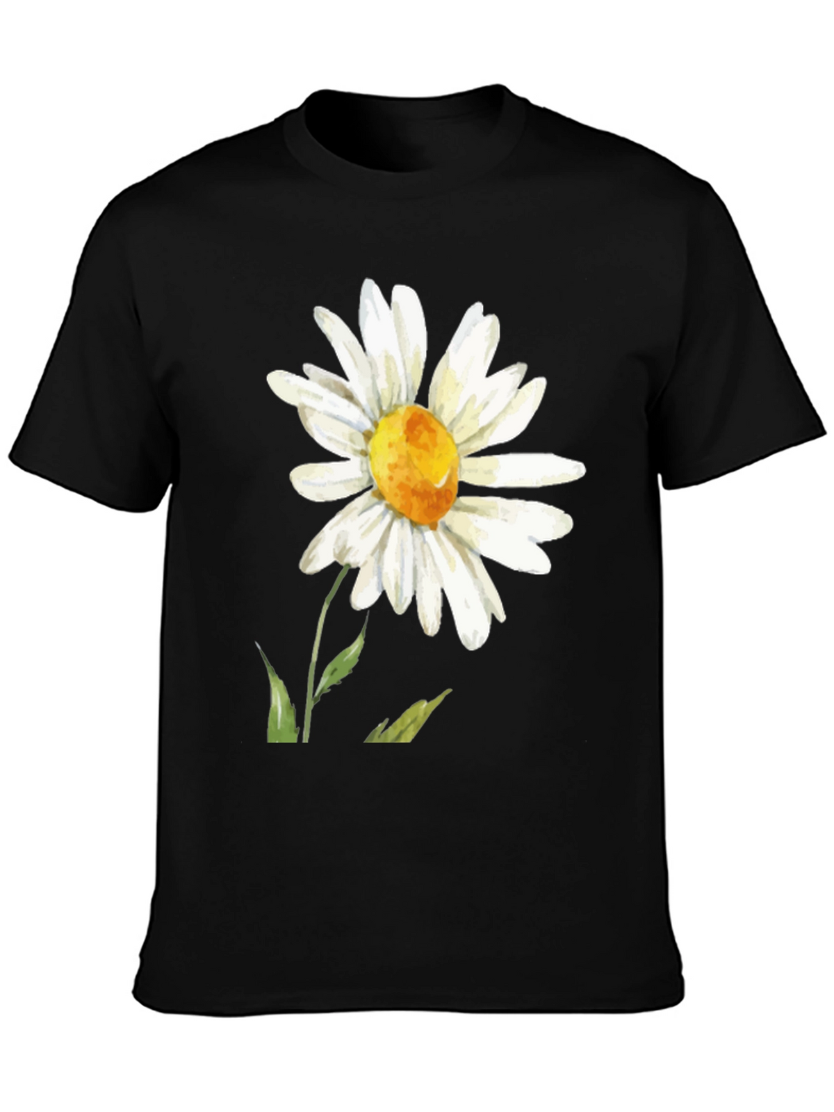 Daisy Flower Graphic Tee - Black Casual Comfort