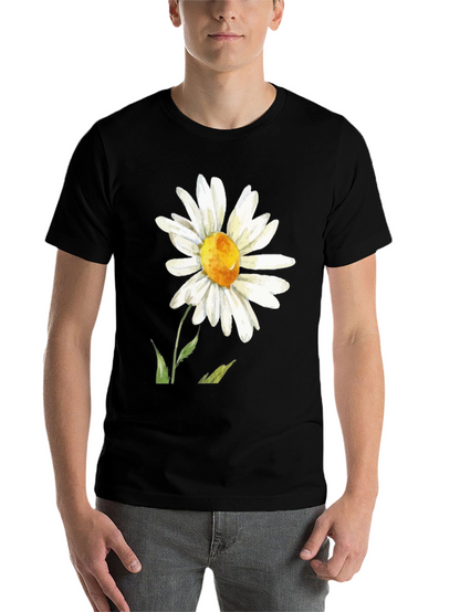 Daisy Flower Graphic Tee - Black Casual Comfort