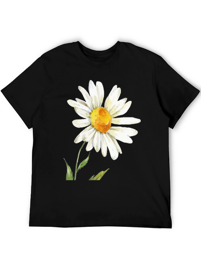 Daisy Flower Graphic Tee - Black Casual Comfort