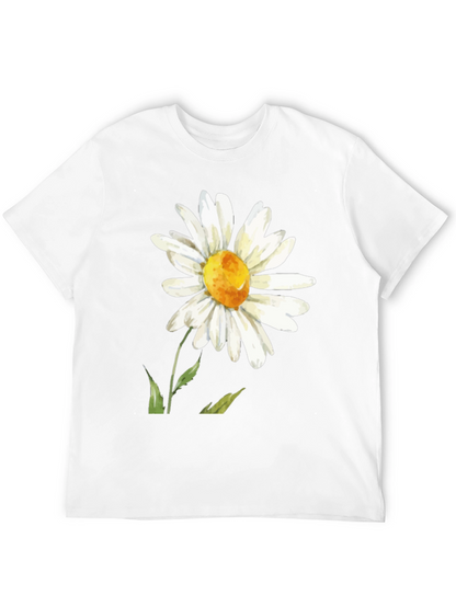 Daisy Flower Graphic Tee - Black Casual Comfort
