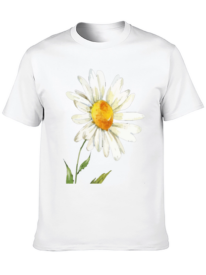 Daisy Flower Graphic Tee - Black Casual Comfort