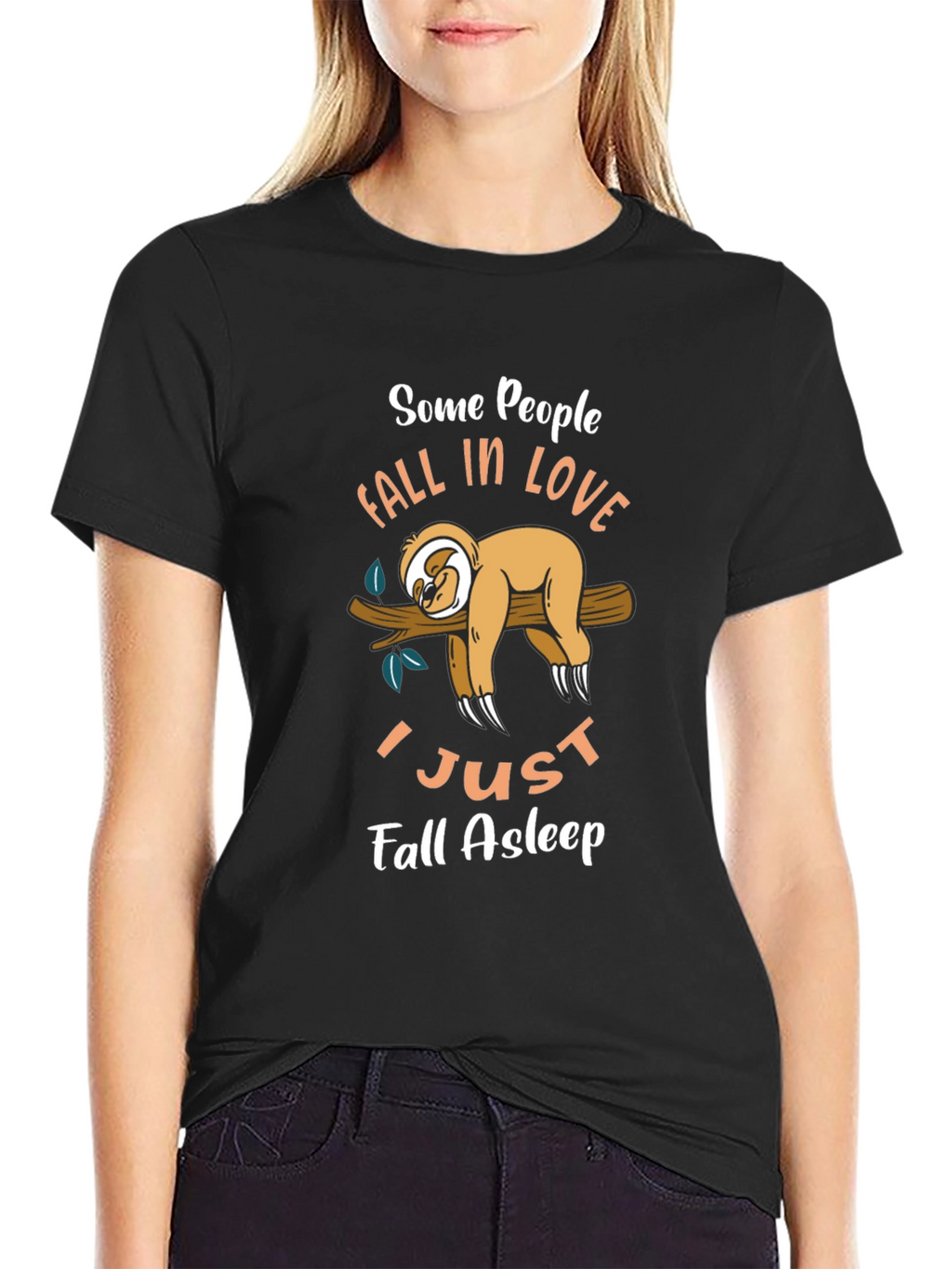 Funny Sloth Graphic T-Shirt - Fall Asleep Tee