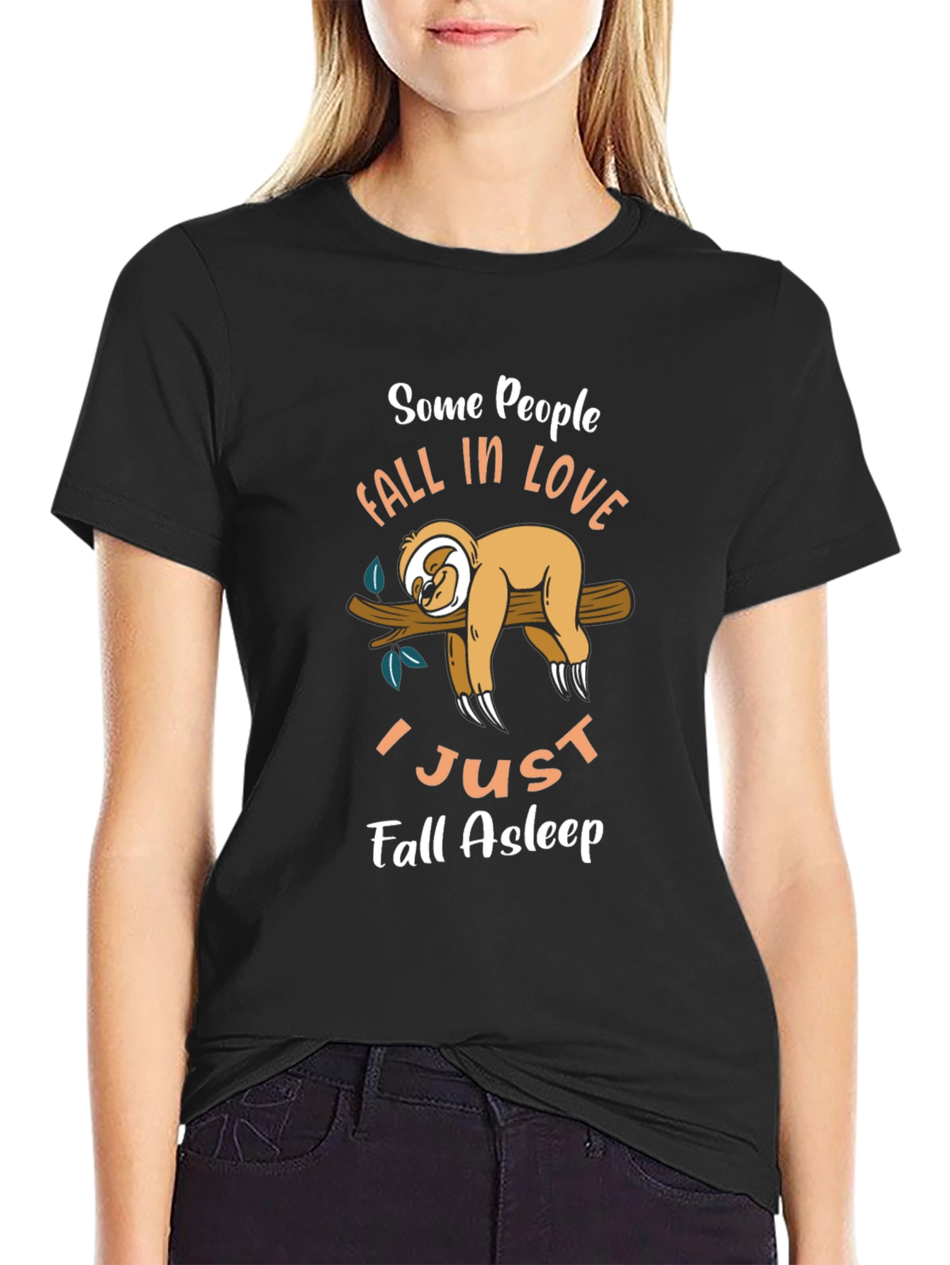 Funny Sloth Graphic T-Shirt - Fall Asleep Tee