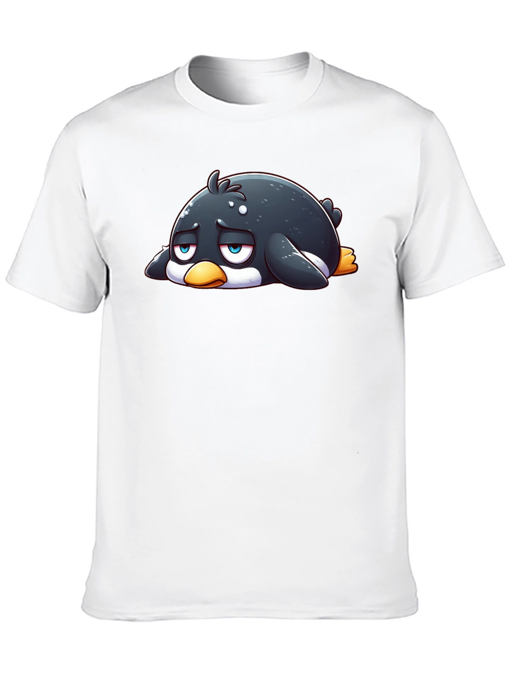 Sad Penguin Graphic Tee - Black Cotton Blend