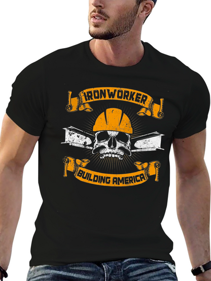 Ironworker Skull Graphic T-Shirt - Building America