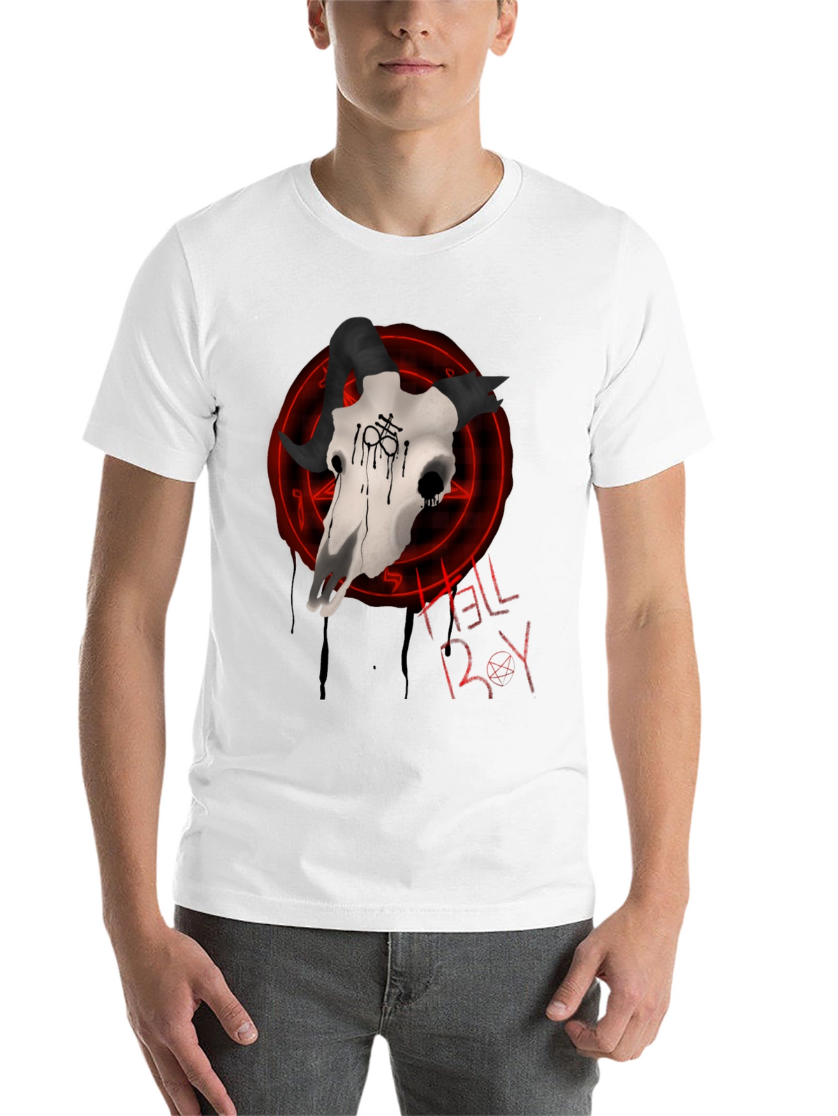 Hellboy Skull Graphic T-Shirt - Black