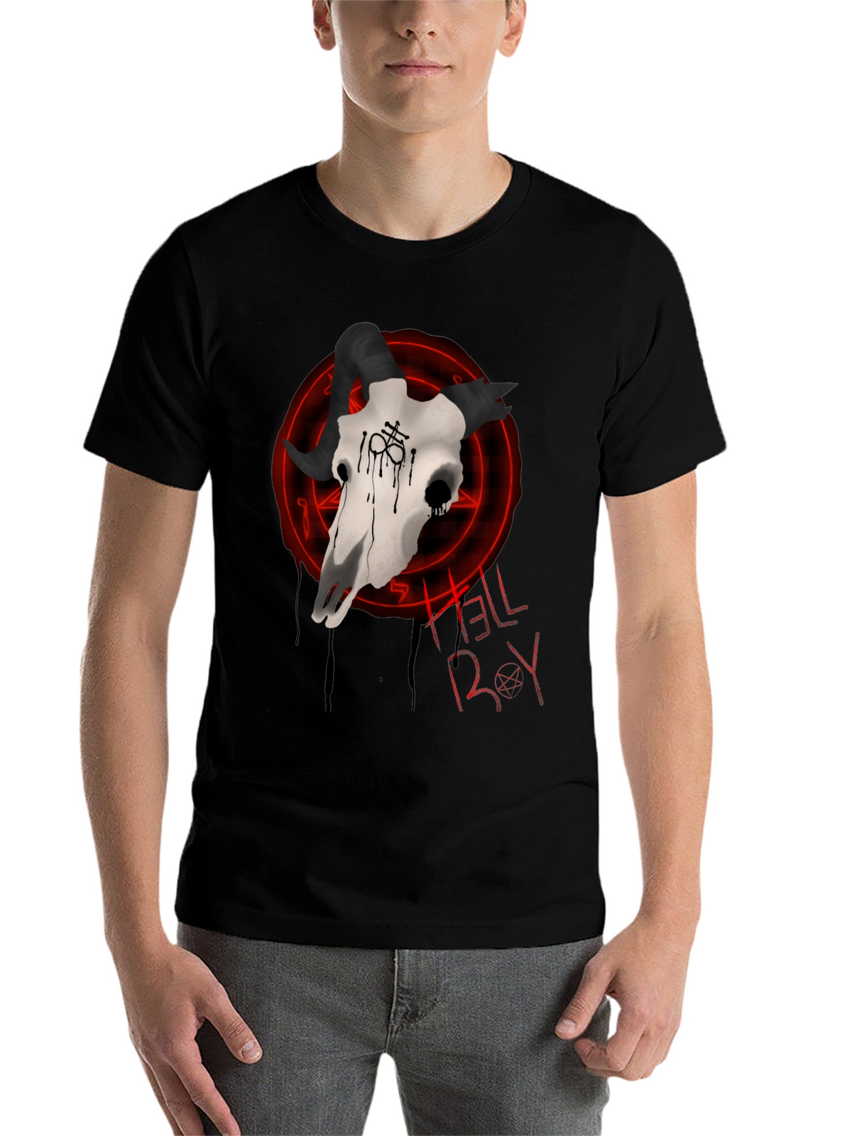 Hellboy Skull Graphic T-Shirt - Black