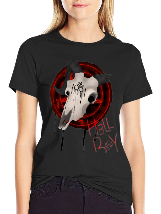 Hellboy Skull Graphic T-Shirt - Black