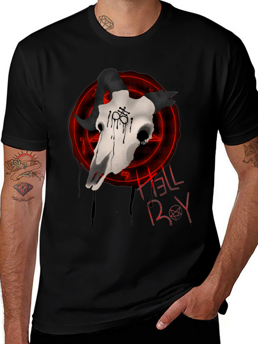Hellboy Skull Graphic T-Shirt - Black