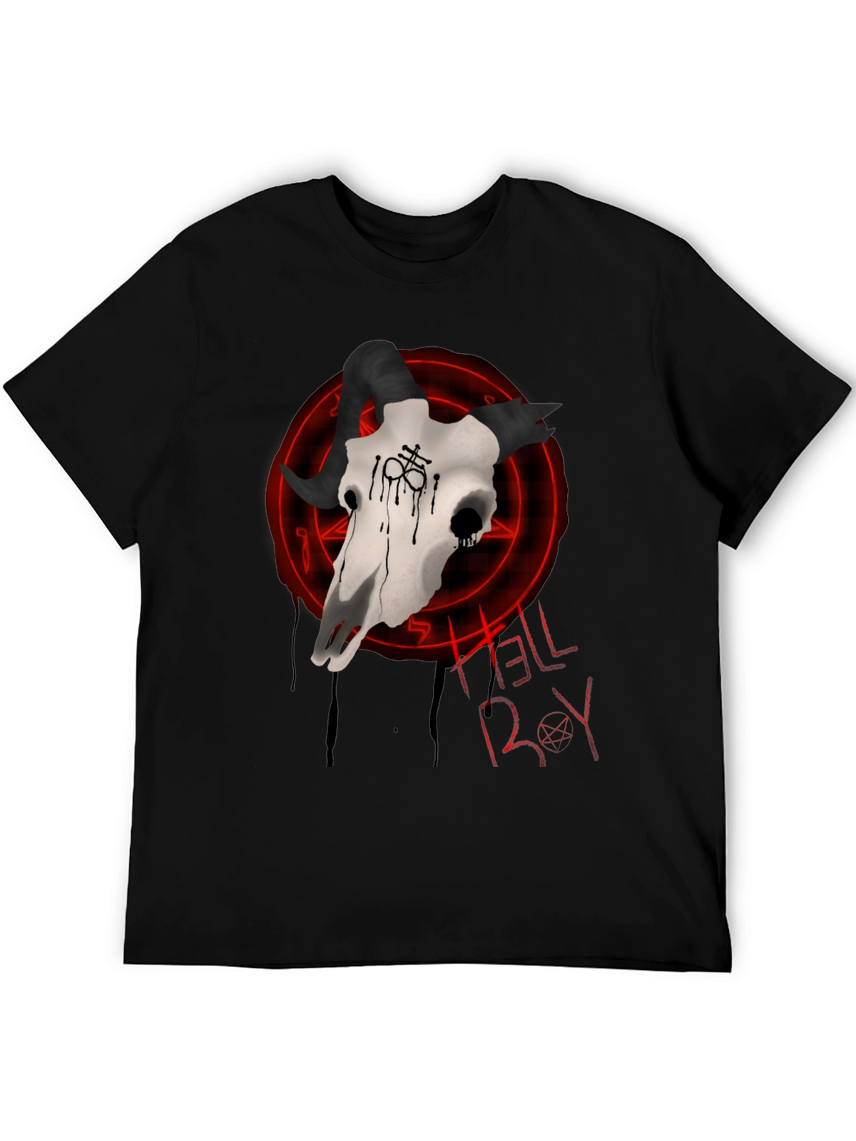 Hellboy Skull Graphic T-Shirt - Black