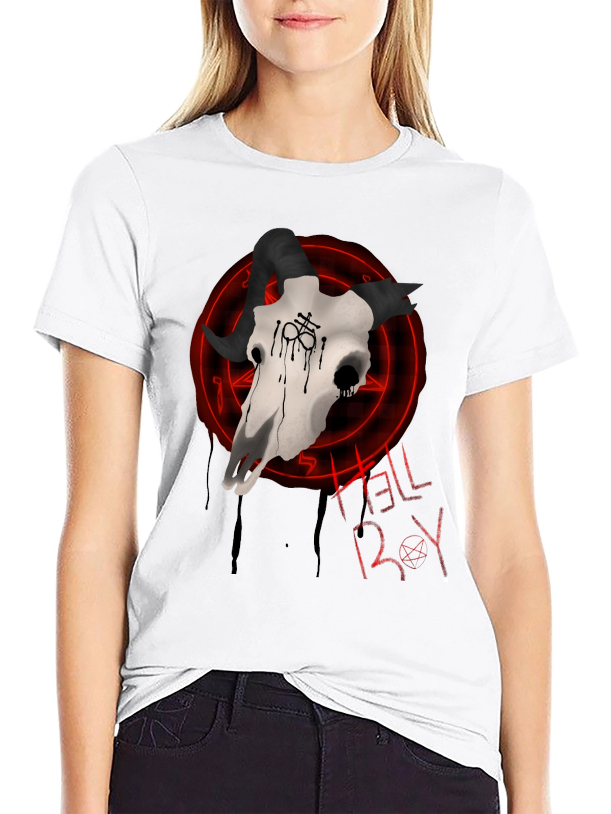 Hellboy Skull Graphic T-Shirt - Black