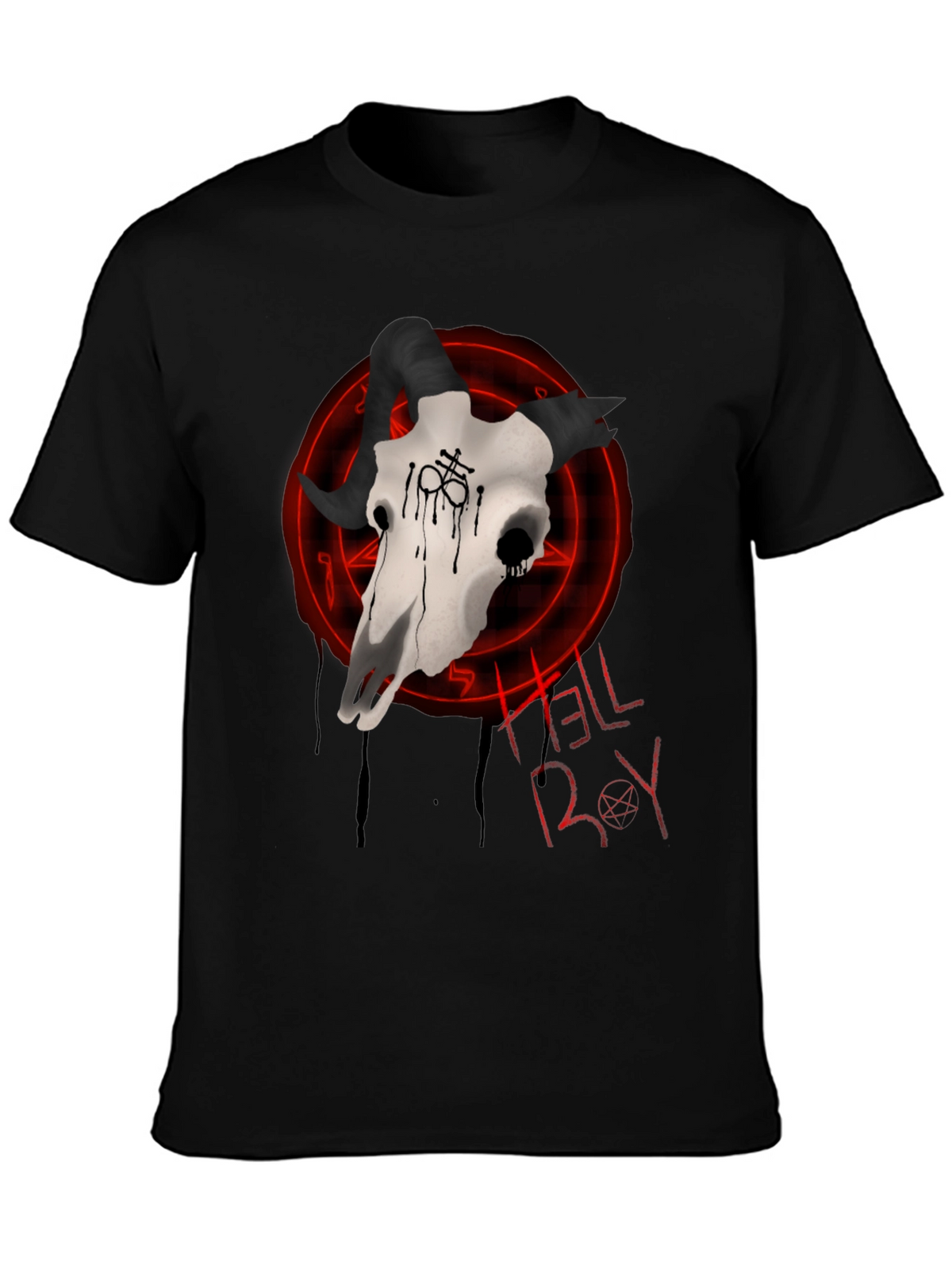Hellboy Skull Graphic T-Shirt - Black