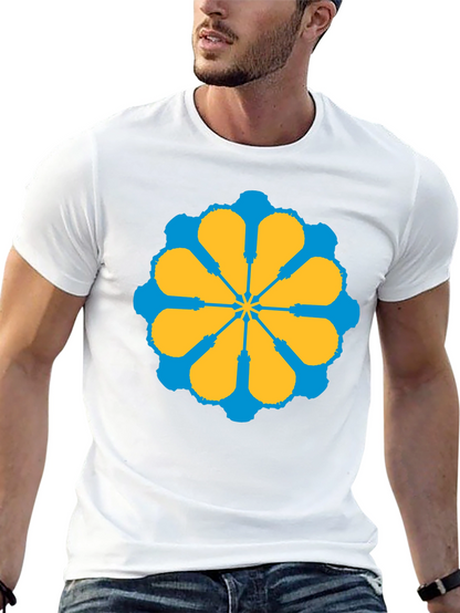 Geometric Flower Graphic Tee - Stylish Black T-Shirt