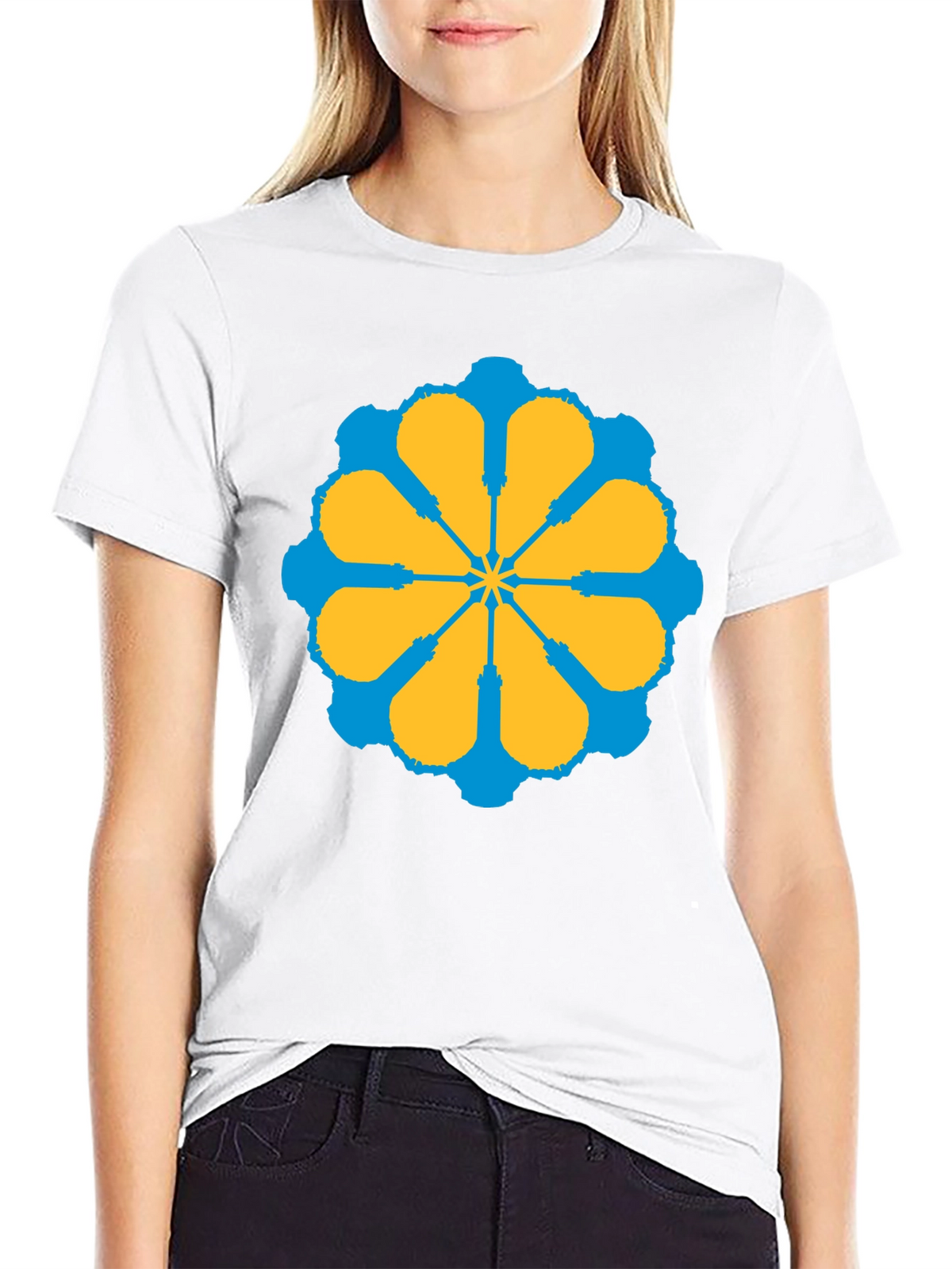 Geometric Flower Graphic Tee - Stylish Black T-Shirt