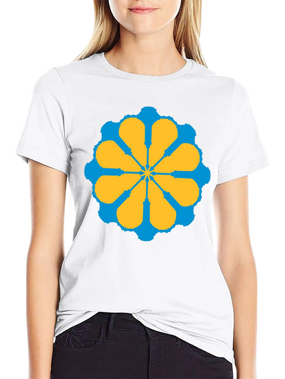 Geometric Flower Graphic Tee - Stylish Black T-Shirt
