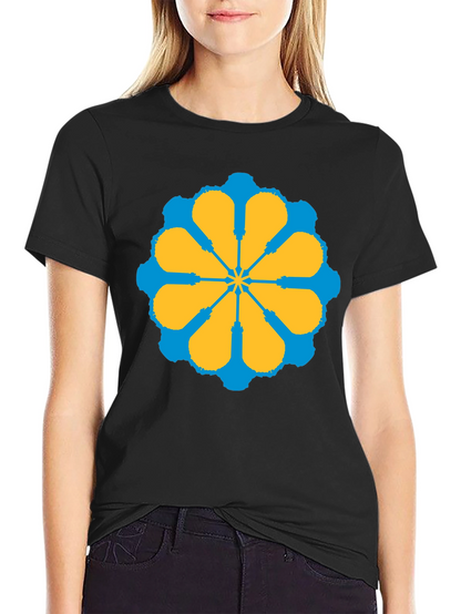 Geometric Flower Graphic Tee - Stylish Black T-Shirt