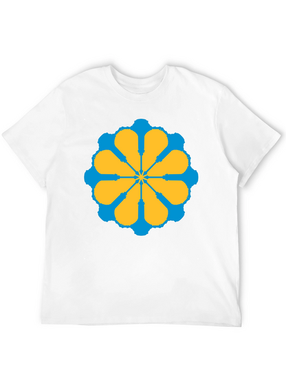 Geometric Flower Graphic Tee - Stylish Black T-Shirt
