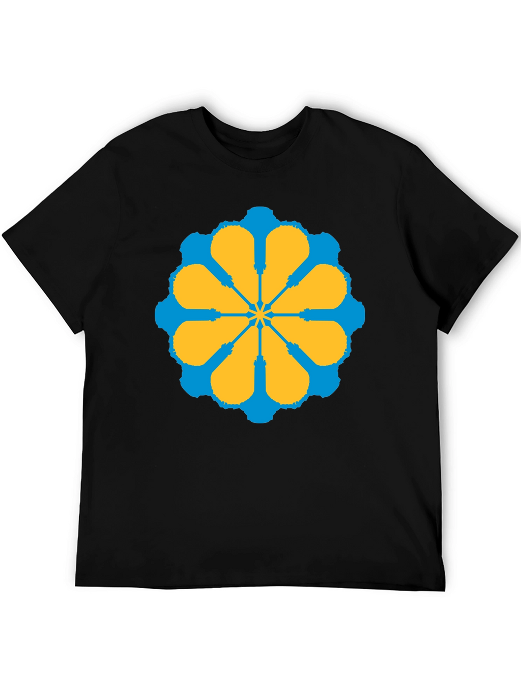 Geometric Flower Graphic Tee - Stylish Black T-Shirt