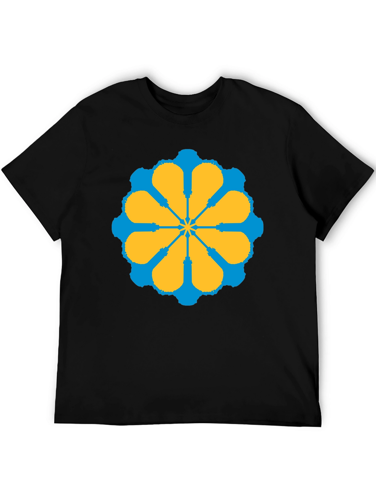 Geometric Flower Graphic Tee - Stylish Black T-Shirt