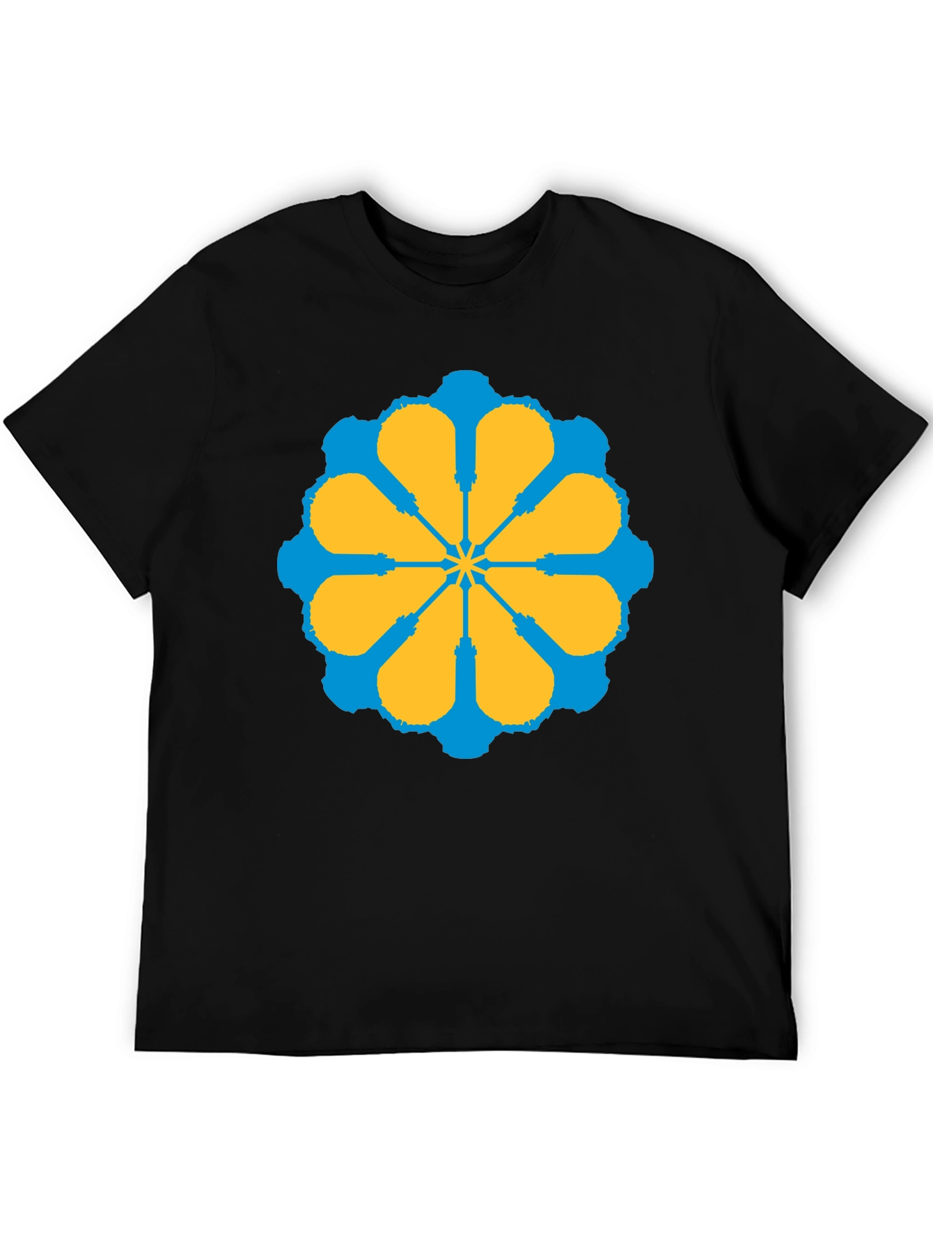 Geometric Flower Graphic Tee - Stylish Black T-Shirt