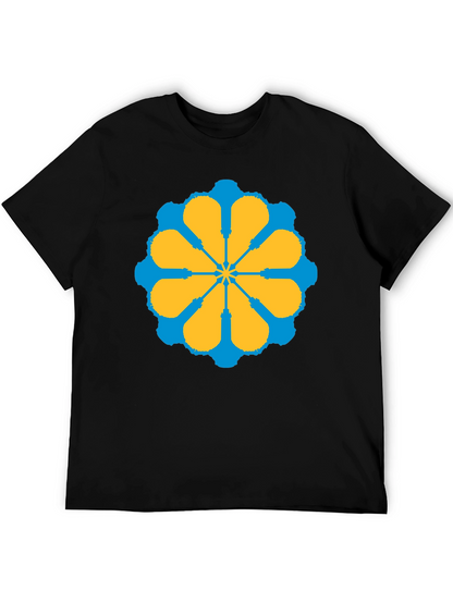 Geometric Flower Graphic Tee - Stylish Black T-Shirt