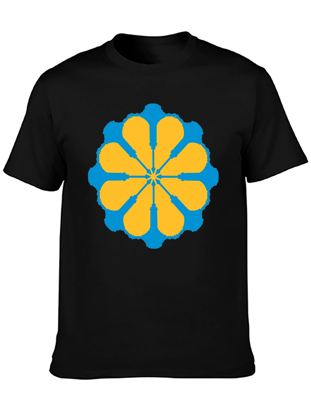 Geometric Flower Graphic Tee - Stylish Black T-Shirt