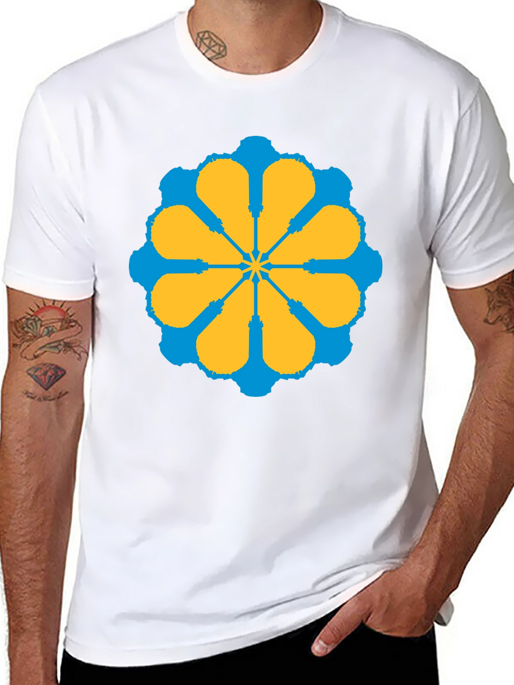 Geometric Flower Graphic Tee - Stylish Black T-Shirt