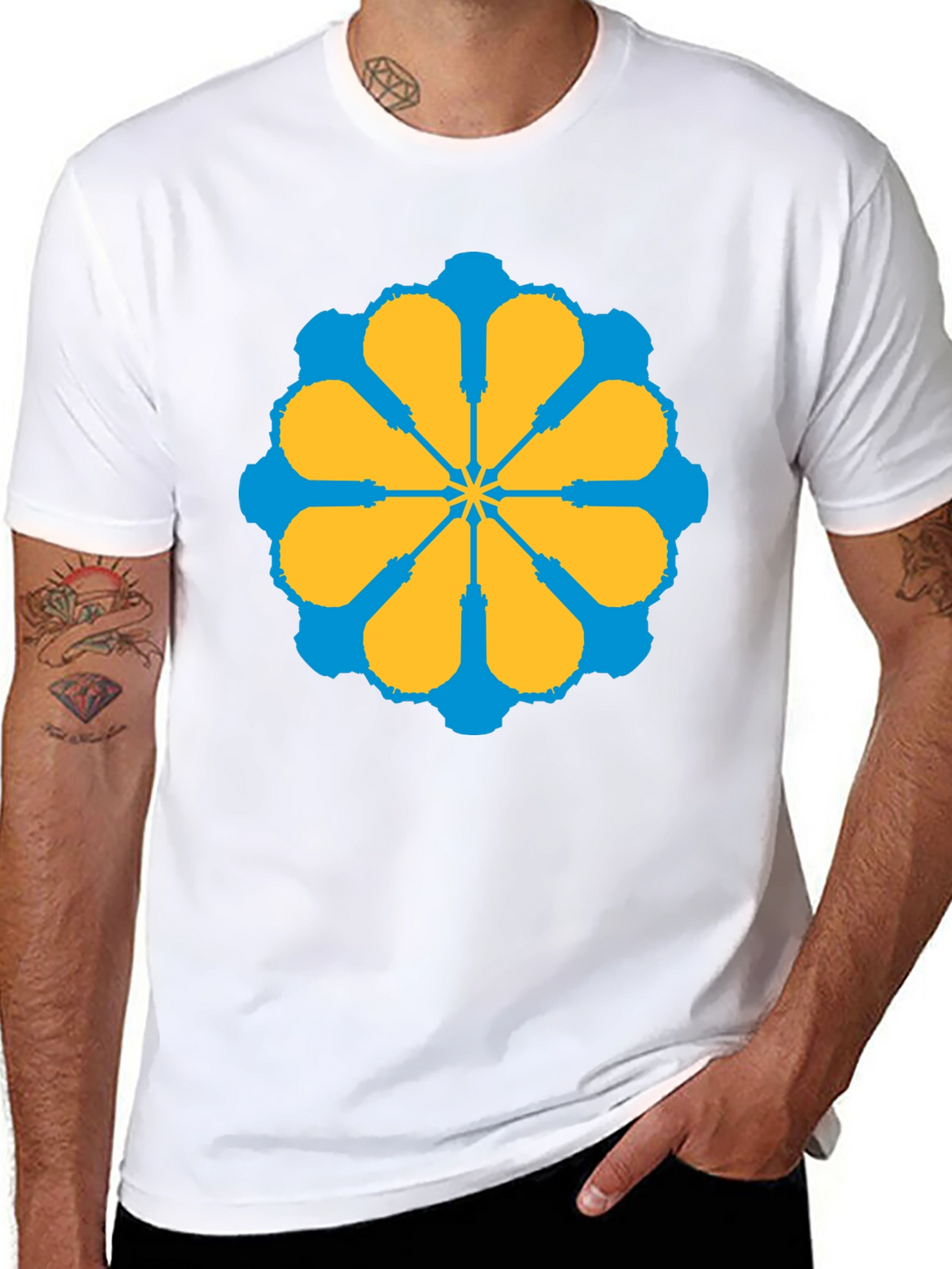 Geometric Flower Graphic Tee - Stylish Black T-Shirt