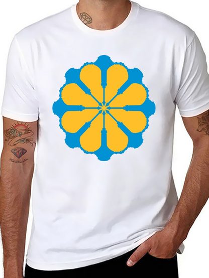 Geometric Flower Graphic Tee - Stylish Black T-Shirt