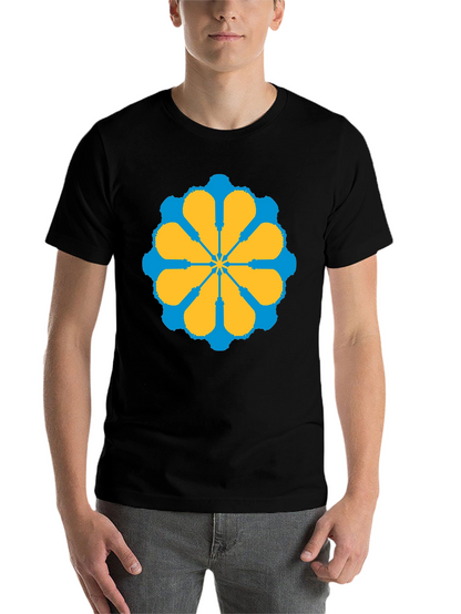 Geometric Flower Graphic Tee - Stylish Black T-Shirt