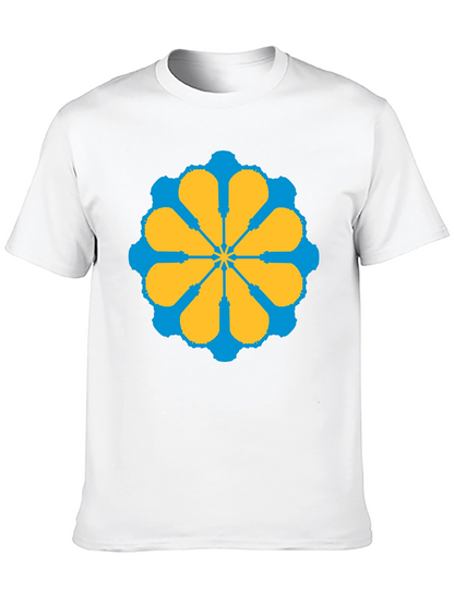 Geometric Flower Graphic Tee - Stylish Black T-Shirt