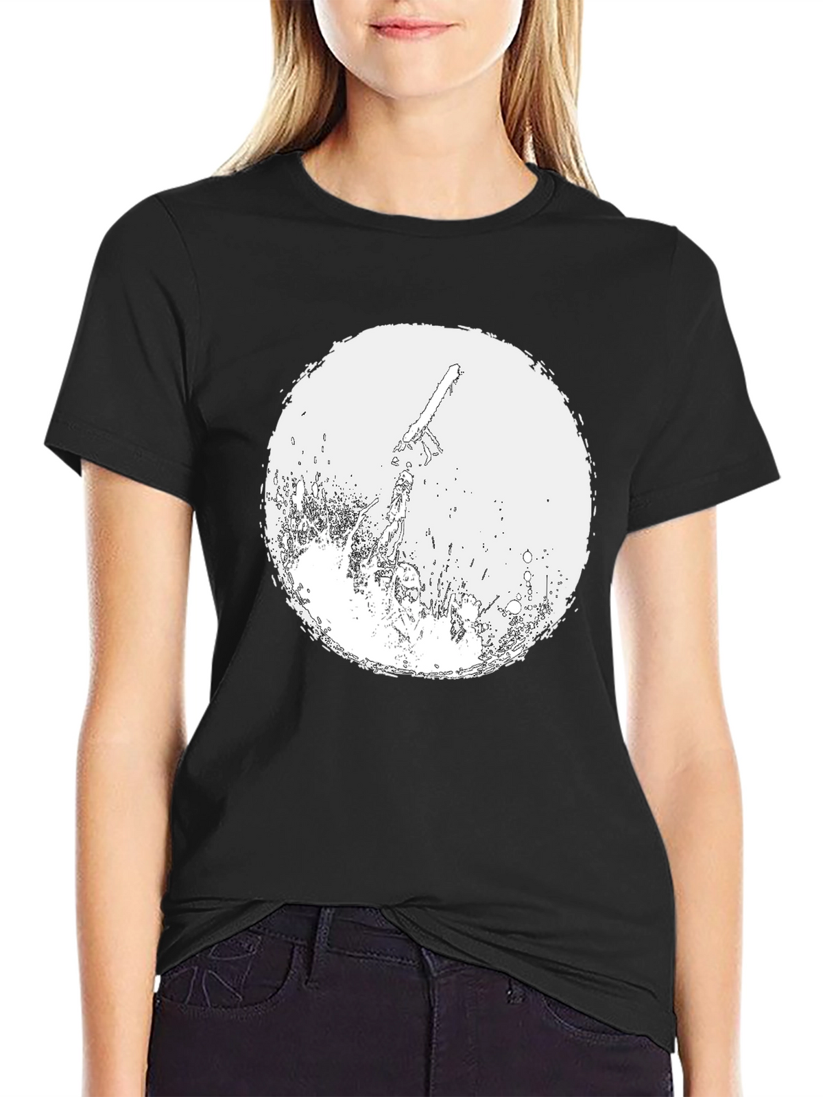 Chainsaw Graphic Tee - Black Cotton T-Shirt