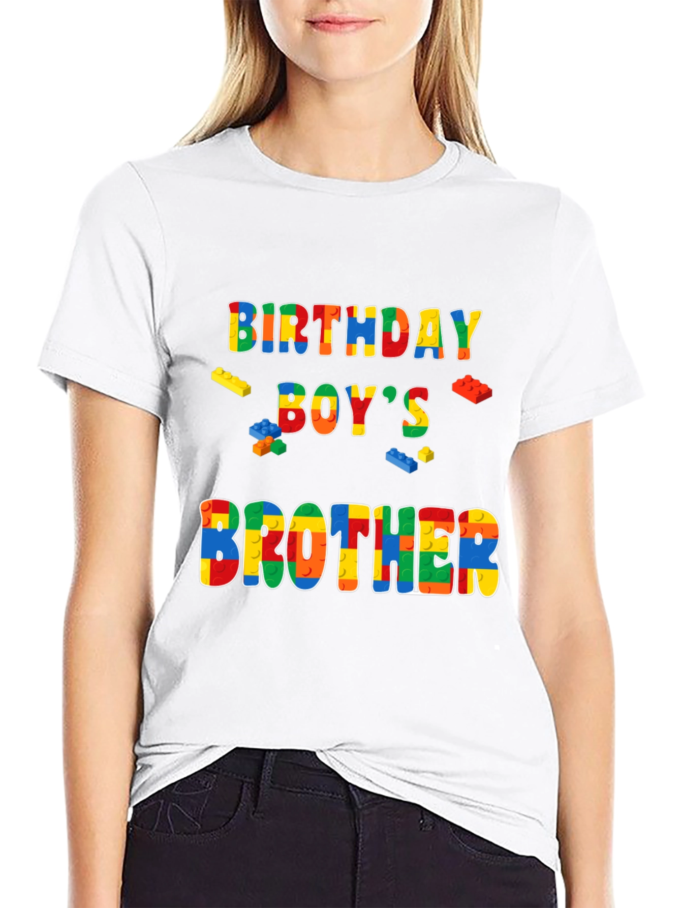 Birthday Boys Brother T-Shirt Lego Block Style