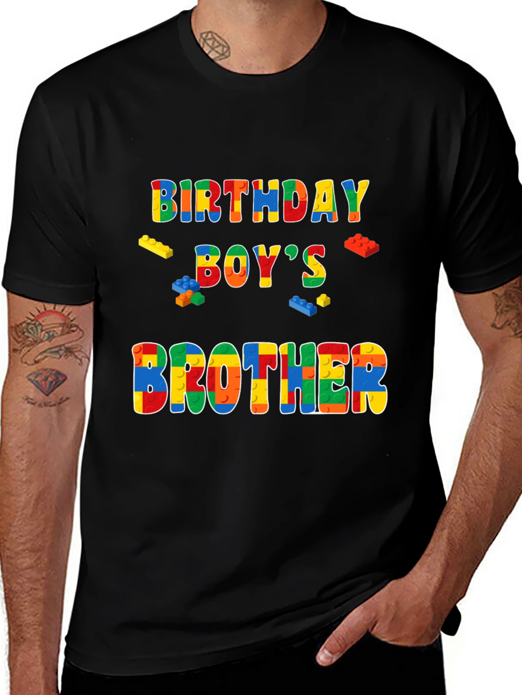 Birthday Boys Brother T-Shirt Lego Block Style