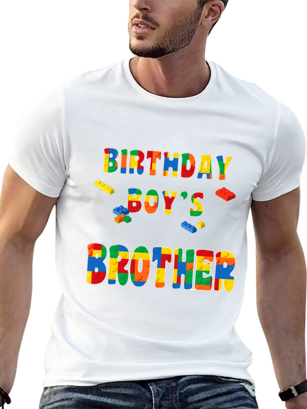 Birthday Boys Brother T-Shirt Lego Block Style
