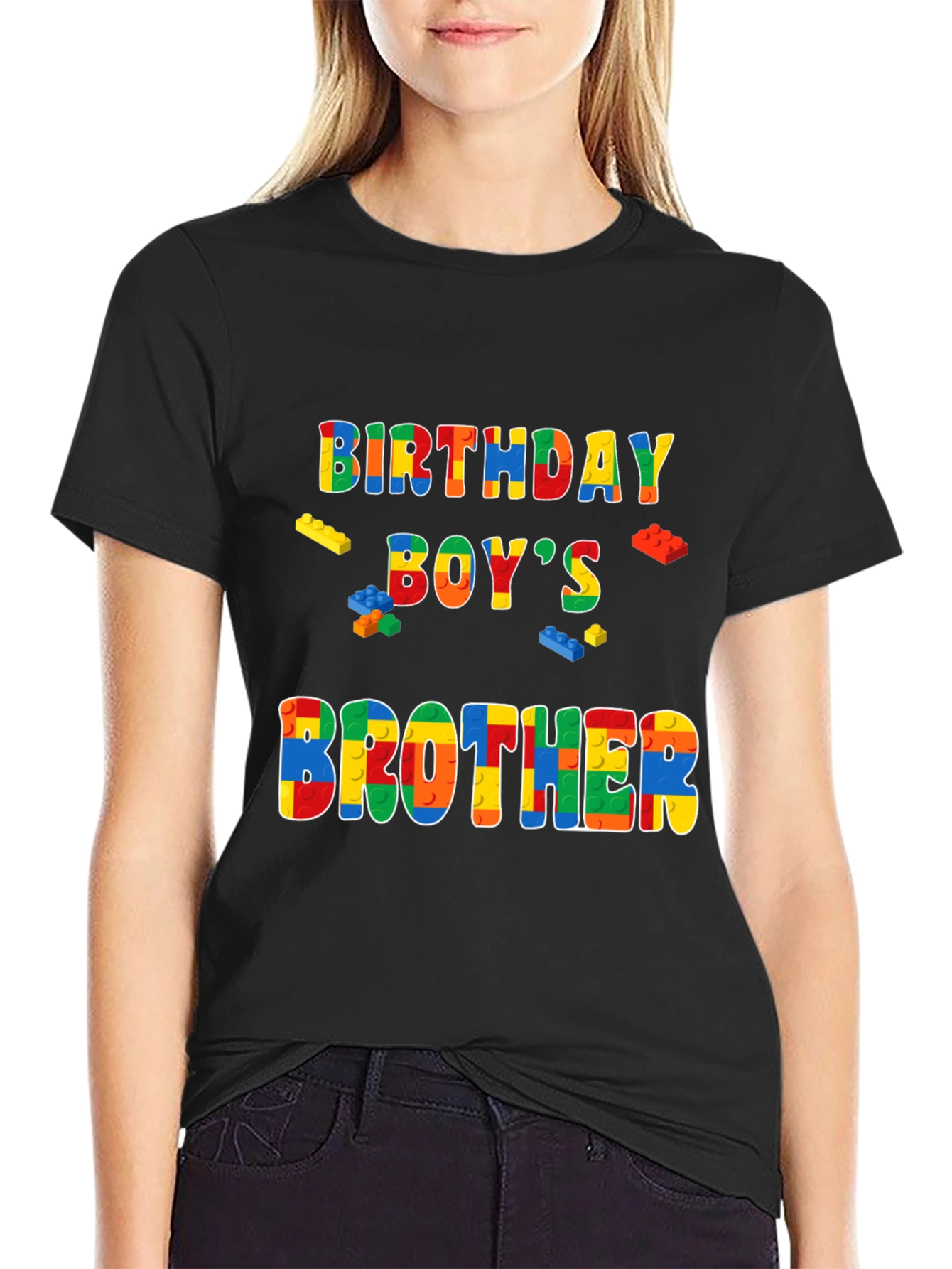 Birthday Boys Brother T-Shirt Lego Block Style
