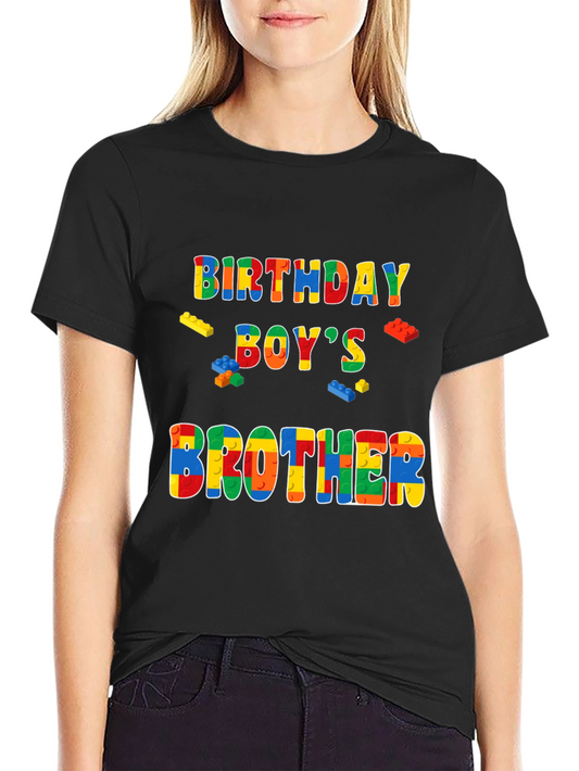 Birthday Boys Brother T-Shirt Lego Block Style