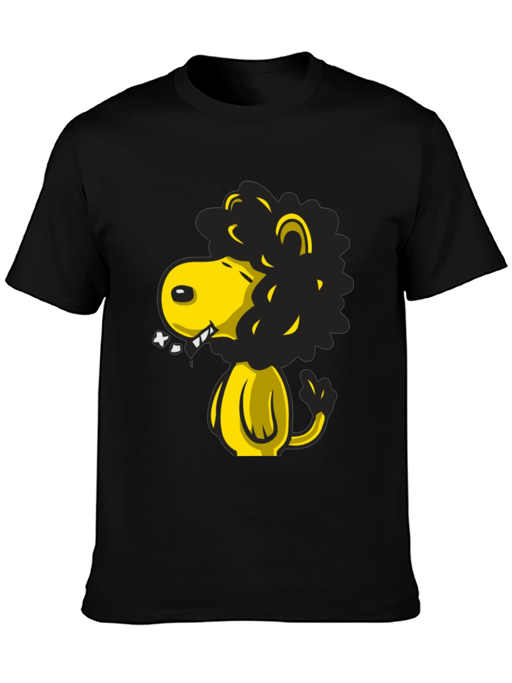 Cartoon Lion Graphic T-Shirt - Black