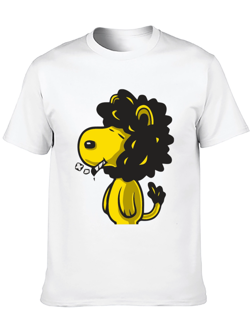 Cartoon Lion Graphic T-Shirt - Black